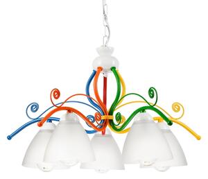 Lampadario a sospensione con catena RETRO 5xE27/60W/230V bianco/colorato