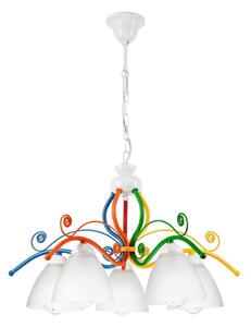 Lampadario a sospensione con catena RETRO 5xE27/60W/230V bianco/colorato