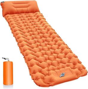 Materasso da campeggio arancione impermeabile, 9 cm, leggero, autogonfiabile