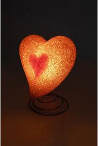 Lampada glitterata decorativa da interno a forma di cuore rosso con base in metallo e luce led Cuore