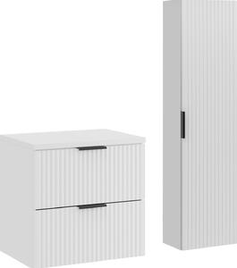 Set Di Mobili Da Bagno 60 Cm Bianco Opaco Con Piano E Colonna