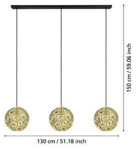 Eglo 39757 - Lampadario su filo SKOURA 3xE27/60W/230V