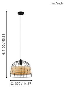 Eglo 55709 - Lampadario a sospensione con filo ANWICK 1xE27/40W/230V rattan