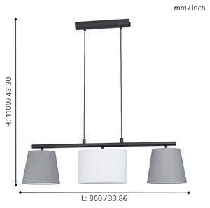 Eglo 55207 - Lampadario a sospensione con filo ALMEIDA 3xE14/25W/230V grigio