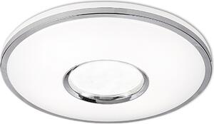 Plafoniera LED rotonda con telecomando LEON, bianco cromato, 68 W, tonalità di bianco, 7500 lm, plastica, dimensioni: 8,5 x 49 x 49 cm, IP44, Polux