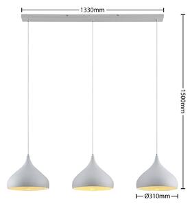 Lampada a sospensione Lindby Elamira, bianco, alluminio, 133 cm, a 3 luci