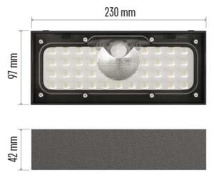 LED Proiettore solare con sensore di movimento LED/3,7V 3000mAh 4000K IP65 nero