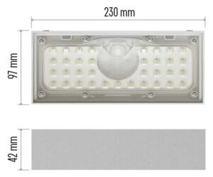 LED Proiettore solare con sensore di movimento LED/3,7V 3000mAh 4000K IP65 bianco