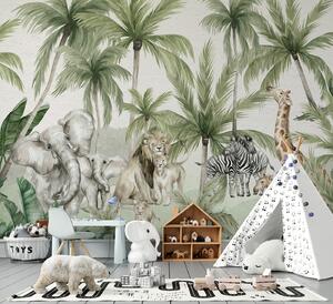 Carta da parati Foresta tropicale con animali, Carta da parati per Bambini, u96255 : Uwalls.it
