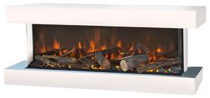 Casa Padrino caminetto elettrico da parete a LED bianco 113,5 x 32 x h. 47 cm - Caminetto elettrico moderno con telecomando - Luxury Collection