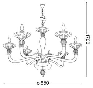 Ideal Lux - Lampadario a sospensione con catena DANIELI 8xE14/40W/230V diametro 85 cm ottone