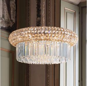 Ideal Lux - Lampadario di cristallo a sospensione con catena NABUCCO 16xE14/40W/230V diametro 70 cm oro