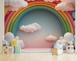 Carta da parati Arcobaleno 3D con nuvole, Carta da parati per Bambini, u96291 : Uwalls.it