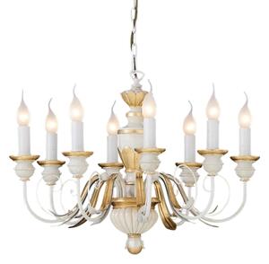 Ideal Lux - Lampadario a sospensione con catena FIRENZE 8xE14/40W/230V diametro 64 cm bianco/oro