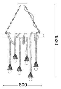 Ideal Lux - Lampadario a sospensione con filo CANAPA 6xE27/15W/230V marrone