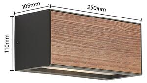 Lucande applique da esterno Lengo, E27, 25 cm, alto/basso, legno