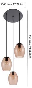 Eglo 390161 - Lampadario a sospensione con filo ESTANYS 3xE27/40W/230V marrone
