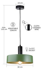 Lampadario a sospensione con filo HAKI 1xE27/60W/230V verde/nero