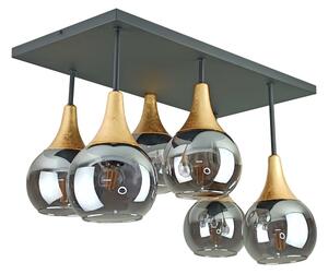Lampadario a plafone SOMA 6xE27/60W/230V nero/oro/fumé nero