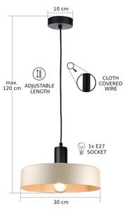 Lampadario a sospensione con filo LATTE 1xE27/60W/230V beige/nero