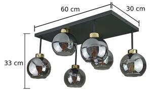 Lampadario a plafone NESSA 6xE27/60W/230V nero/oro/fumé nero