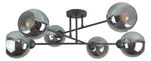 Lampadario a sospensione con supporto rigido VASCO 6xE27/60W/230V nero/fumé nero