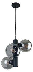 Lampadario a sospensione con filo TUBE 3xE27/60W/230V nero/fumé nero