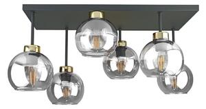 Lampadario a plafone NESSA 6xE27/60W/230V nero/oro/limpido
