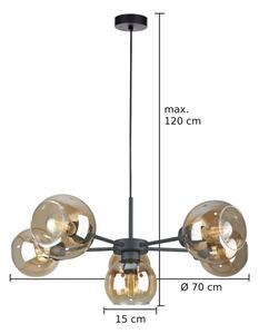 Lampadario a sospensione con filo KALIOPE 6xE27/60W/230V nero/fumé beige