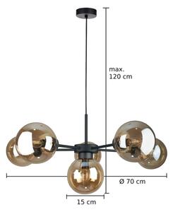 Lampadario a sospensione con filo KALIOPE II 6xE14/50W/230V nero/fumé beige