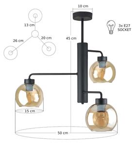 Lampadario a sospensione con supporto rigido FLEX 3xE27/60W/230V nero/fumé beige