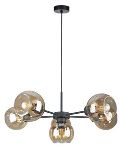 Lampadario a sospensione con filo KALIOPE 6xE27/60W/230V nero/fumé beige