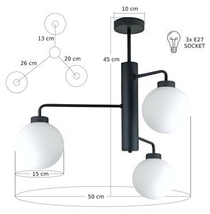 Lampadario a sospensione con supporto rigido FLEX 3xE27/60W/230V nero/bianco