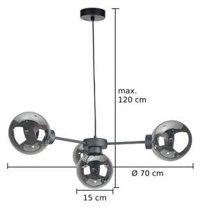 Lampadario a sospensione con filo KALIOPE II 4xE14/50W/230V nero/fumé nero