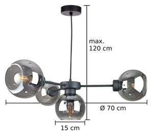 Lampadario a sospensione con filo KALIOPE 4xE27/60W/230V nero/fumé nero