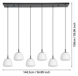 Eglo 390203 - Lampadario a sospensione con filo BALMES 6xE27/40W/230V