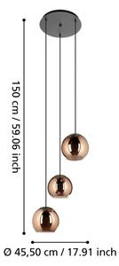 Eglo 390094 - Lampadario a sospensione con filo CORDOBA 3xE27/40W/230V rame