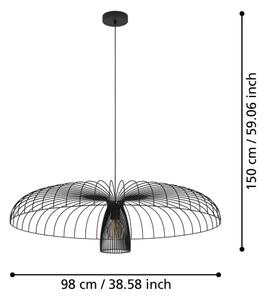 Eglo 390217 - Lampadario a sospensione con filo CHAMPERICO 1xE27/60W/230V 98,5 cm nero