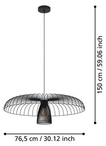 Eglo 390216 - Lampadario a sospensione con filo CHAMPERICO 1xE27/60W/230V 77 cm nero