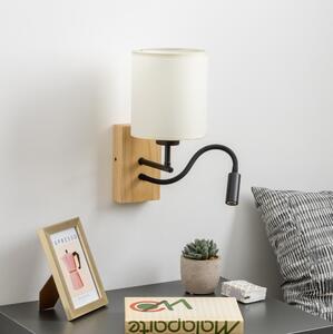 Brilagi -LED Lampada flessibile da muro NUBILA WOOD 1xE27/25W/230V + LED/3W quercia/nero/color crema
