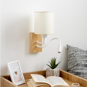 Brilagi - LED Lampada flessibile da muro NUBILA WOOD 1xE27/25W/230V + LED/3W quercia/bianco/color crema