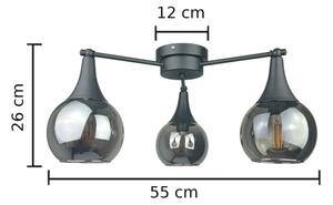 Lampadario a plafone STAR 3xE27/60W/230V nero/fumé nero