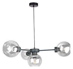 Lampadario a sospensione con filo KALIOPE 4xE27/60W/230V nero/limpido