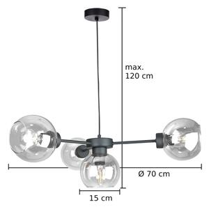 Lampadario a sospensione con filo KALIOPE 4xE27/60W/230V nero/limpido