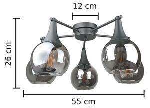 Lampadario a plafone STAR 5xE27/60W/230V nero/fumé nero