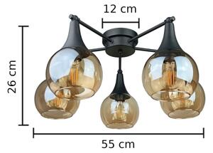 Lampadario a plafone STAR 5xE27/60W/230V nero/fumé beige