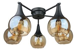 Lampadario a plafone STAR 5xE27/60W/230V nero/fumé beige