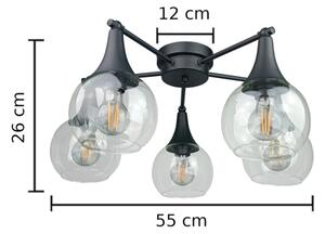 Lampadario a plafone STAR 5xE27/60W/230V nero/limpido