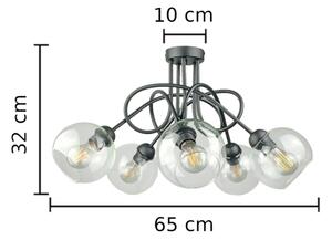 Lampadario a plafone EVIE 5xE27/60W/230V antracite/limpido