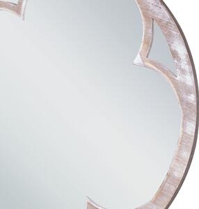 Specchio da parete Bianco di legno chiaro di abete cinese ø 60 Rotondo Decorativo a parete Pezzo d'arredo Beliani